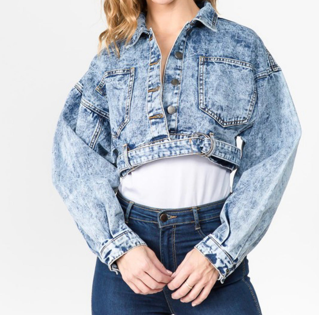 Acid Blue Plus Size Denim Jacket